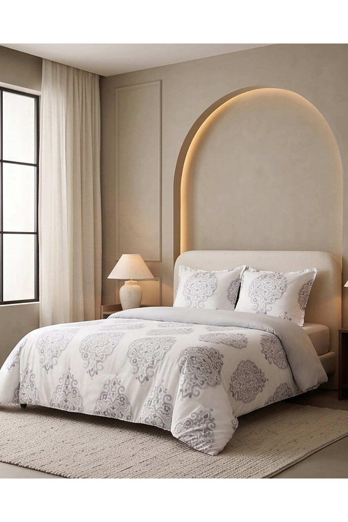 REDTAG Grey Printed Comforter 4 Piece - Set King Size(220x240cm)