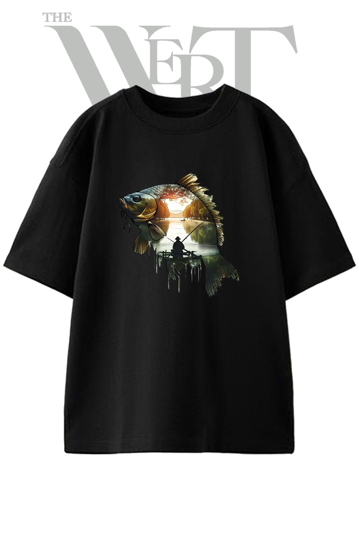 THEWERT Balik Balikci Design Printed Unisex Black Oversize T-Shirt