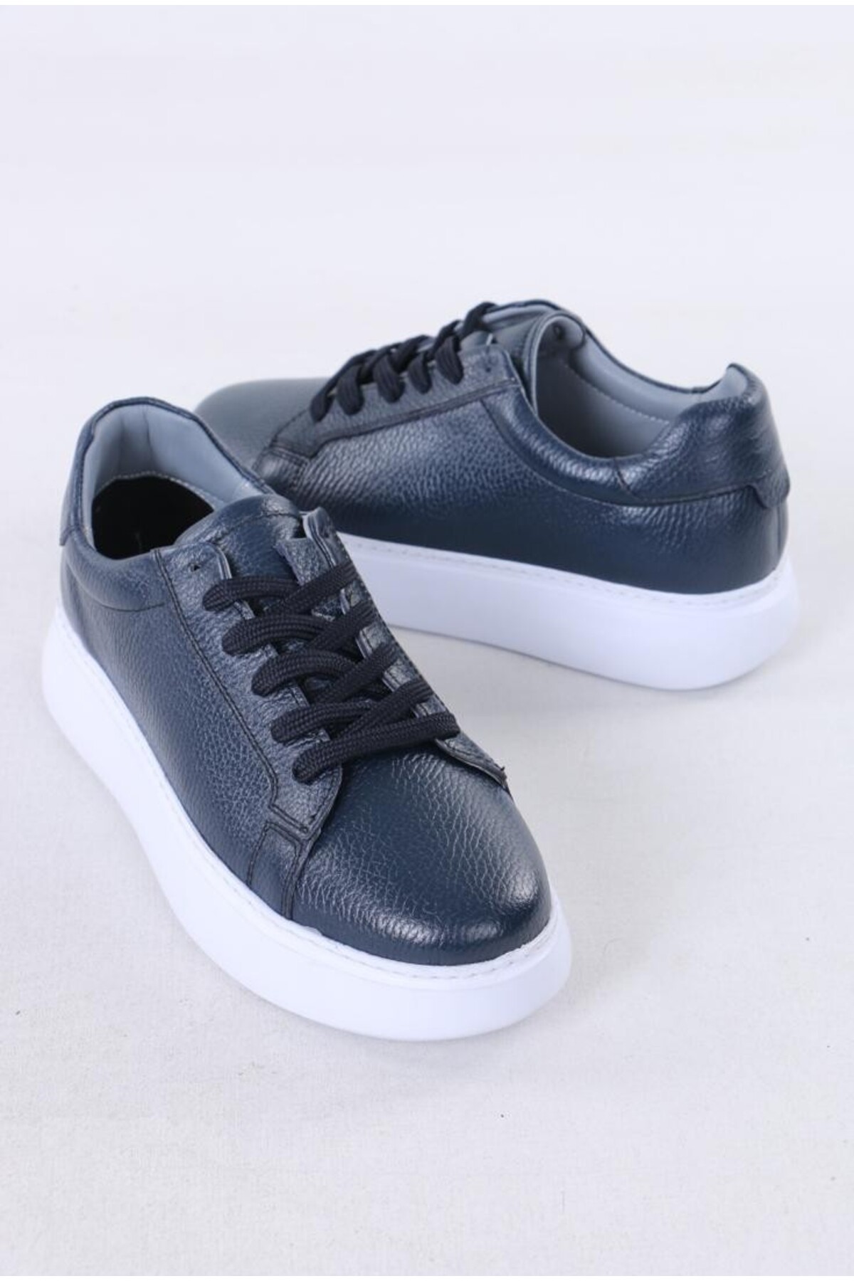 TROVIX Premium Lacivert Erkek Sneaker, %100 Hakiki Deri, Beyaz EVA Taban görsel 5