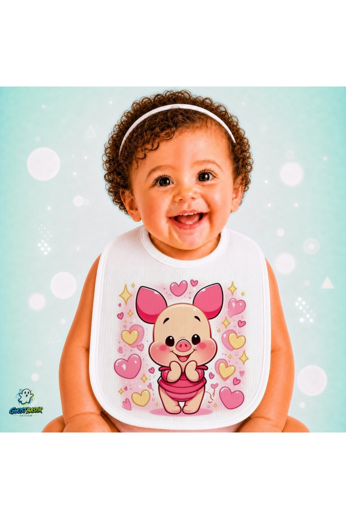 Piglet Keten Bebek Mama Önlüğü – Yumuşak, Emici, Yıkanabilir, Özel Tasarım P154