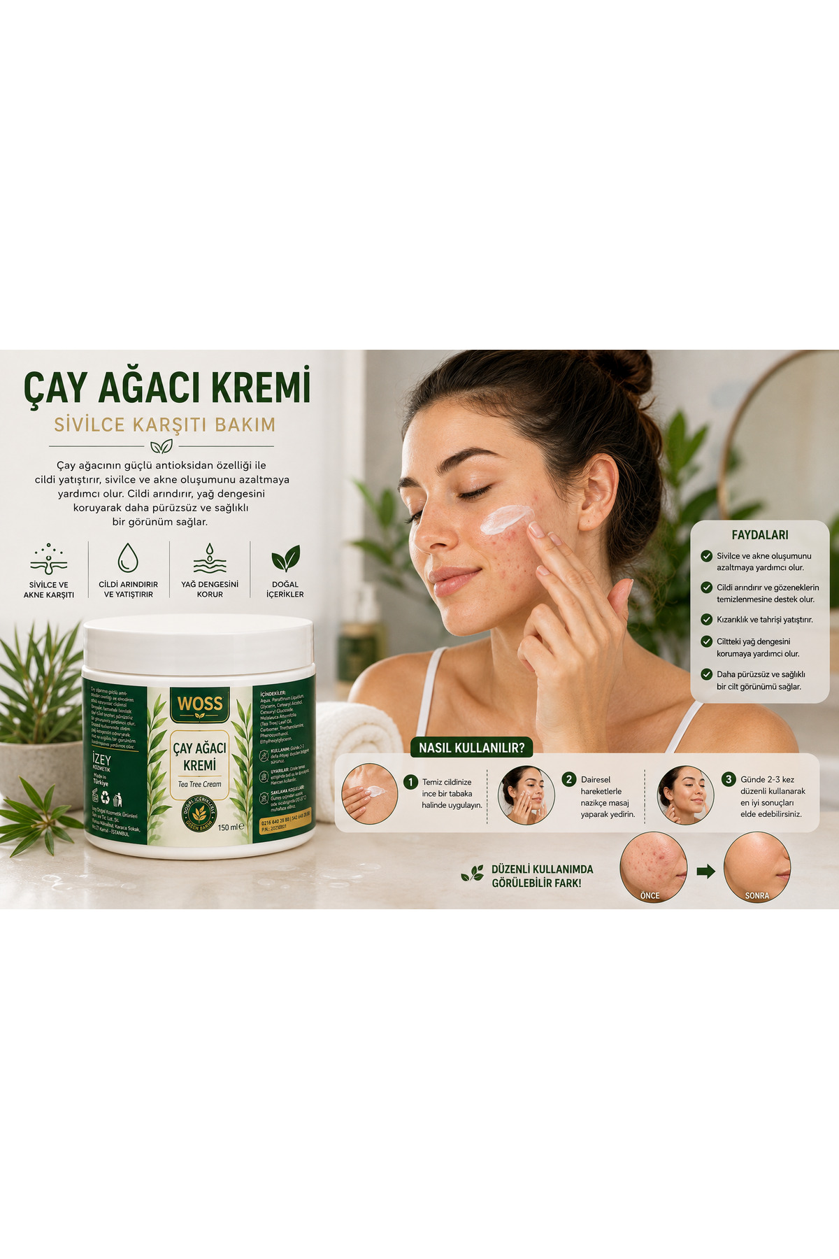 ÇAY AĞACI YAĞLI CİLT BAKIM KREMİ 150 ML — WÇK1010 — تصویر 3 از 3