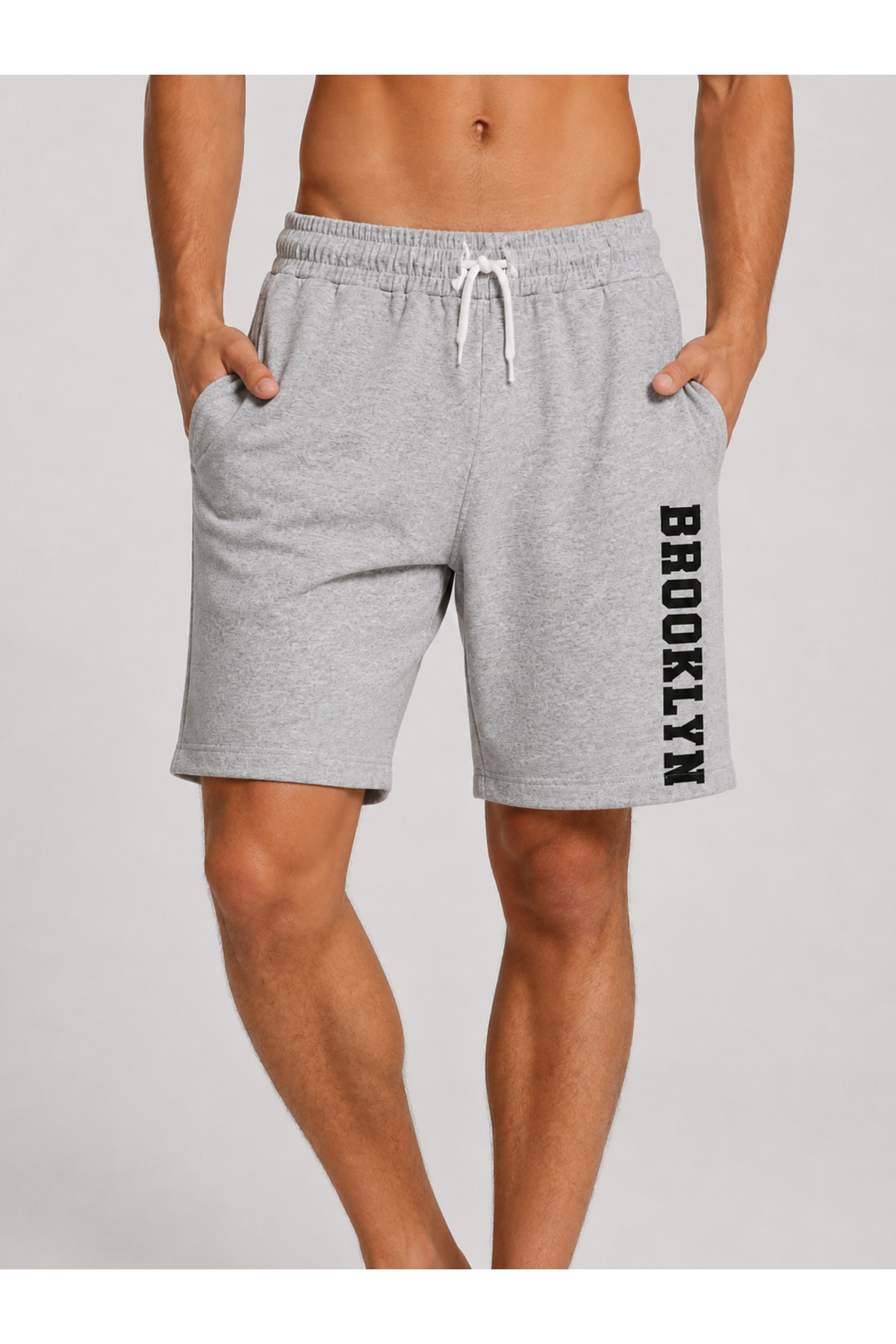 De Carte Men's Brooklyn Printed Black Side Pocket Lace-Up Comfortable Fit Sports Shorts