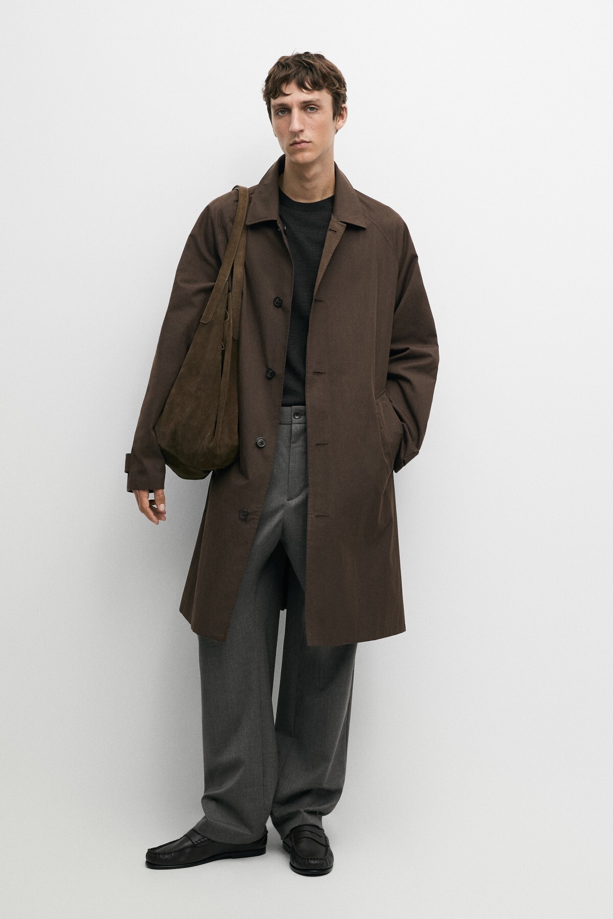 Massimo Dutti Uzun çift taraflı trençkot