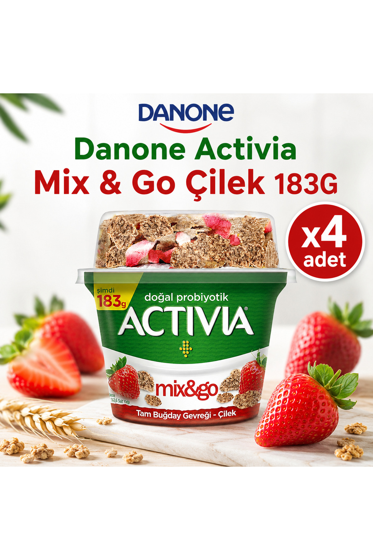 Activia Mix & Go Çilekli Yoğurt 183 g x4 Adet - Fiyatı, Yorumları