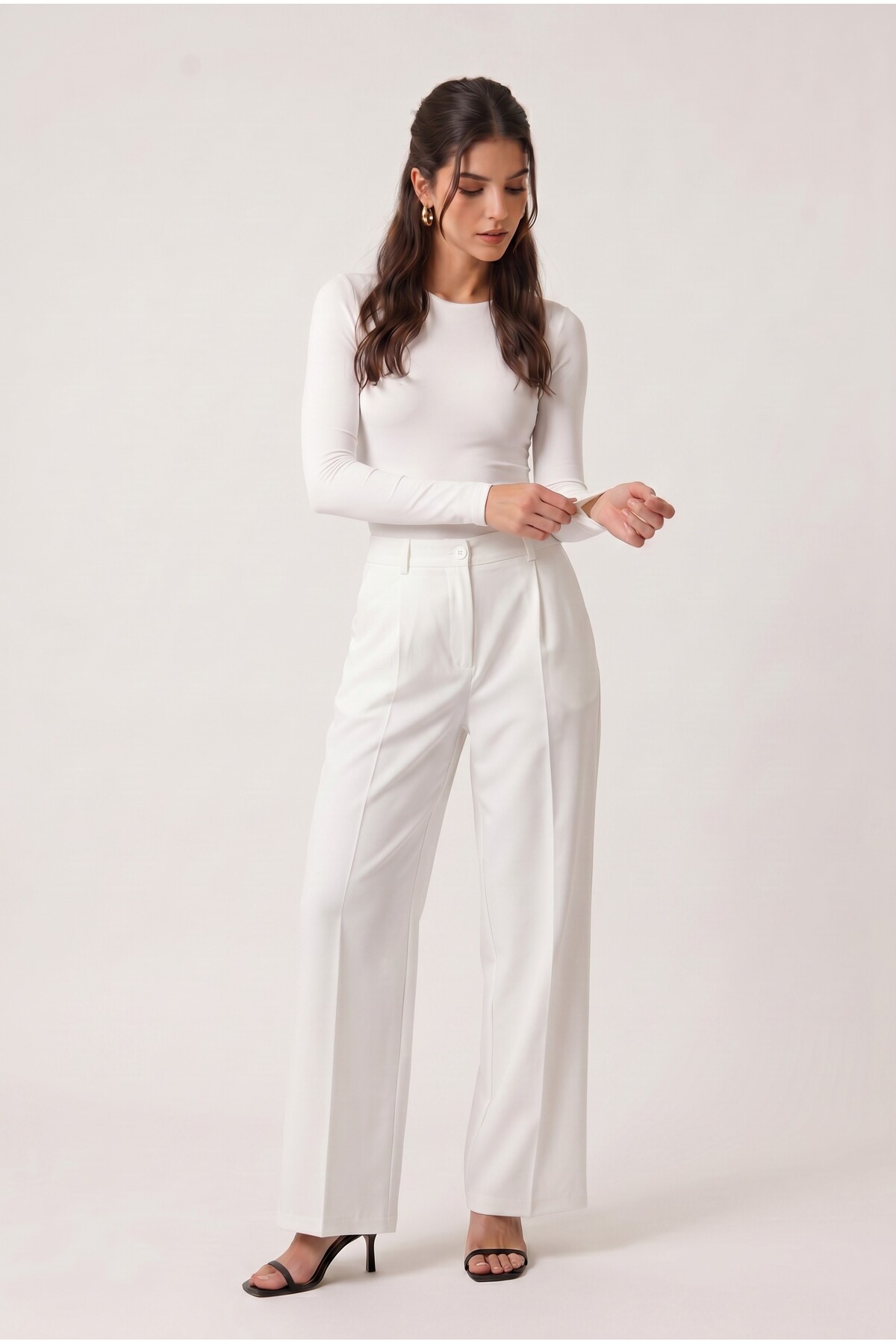 NOTHING Kadın Yüksek Bel Regular Klasik Pantolon EL-1037 görsel 5