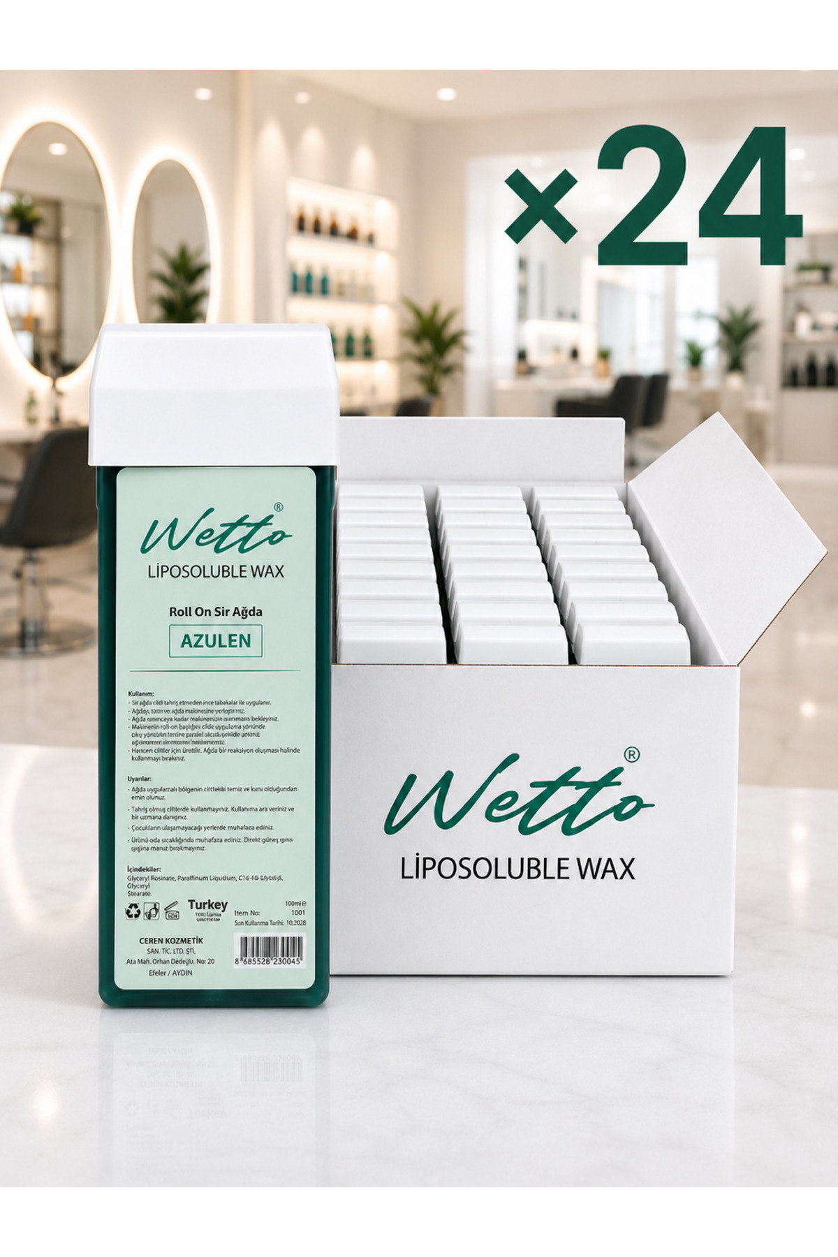 Wetto Kartuş Ağda 100ml Azulen (Yeşil) 24'lü Paket