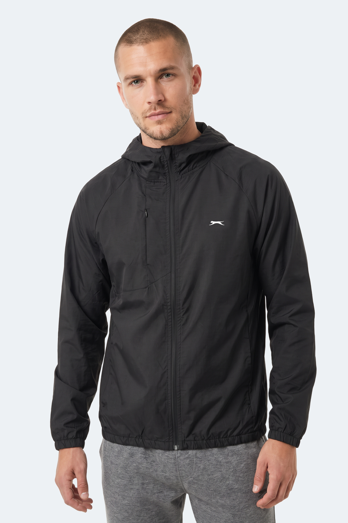 Slazenger REPHAR Erkek Kapüşonlu Fermuarlı Siyah Yağmurluk görsel 6