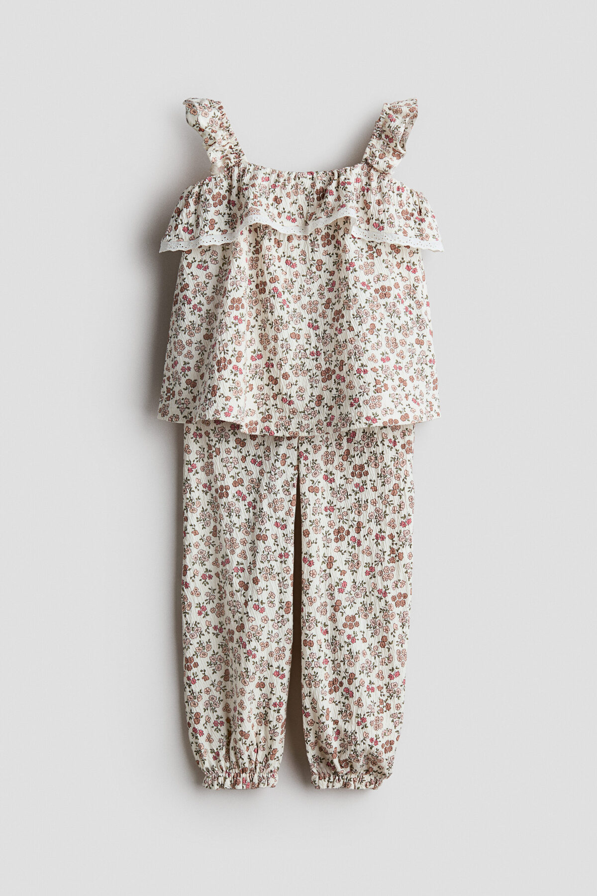 ست چروک‌دوزی نخی دو تکه اچ اند ام ست تی شرت و شلوارک H&M