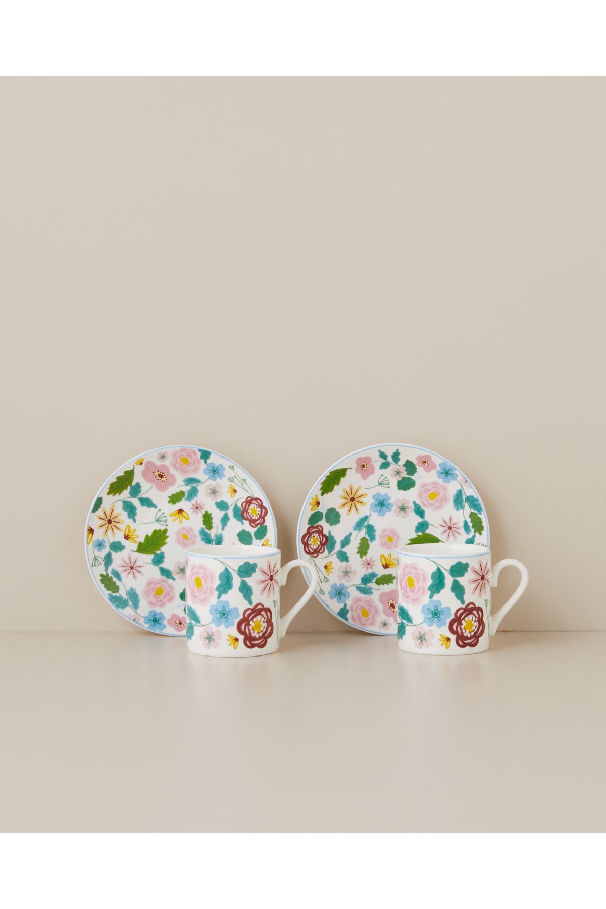 Elvia New Bone China 4 Parça 2 Kişilik Kahve Fincan Takımı 80 ml Renkli