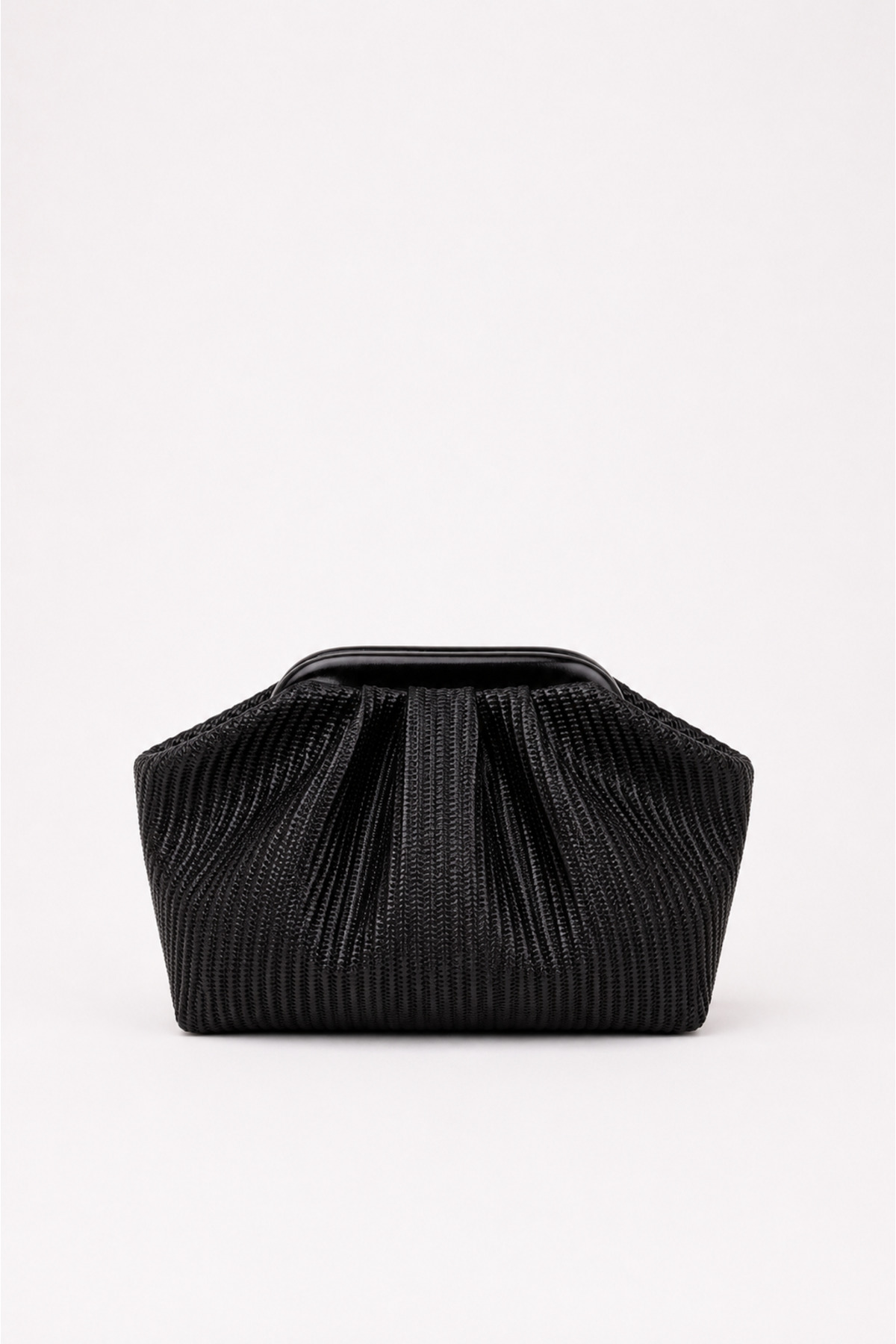 Mimoza Kadın Siyah Hasır Görünümlü Suni Deri Portföy ve Clutch Çanta görsel 5