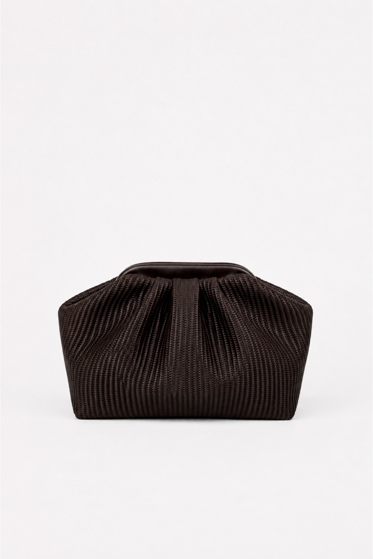 Mimoza Kadın Kahverengi Hasır Görünümlü Suni Deri Portföy ve Clutch Çanta görsel 5