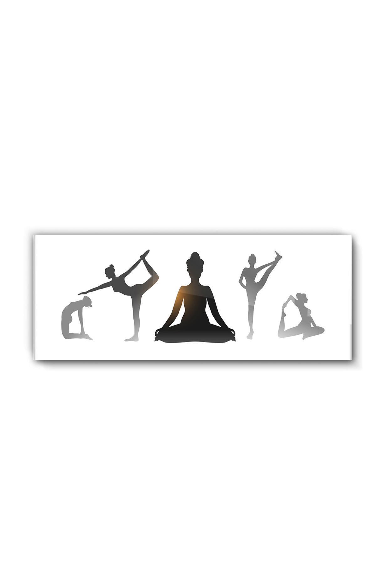 Cam Tablo Yoga Pozları ve Meditasyon Silüetleri Minimalist Duvar Dekorasyonu