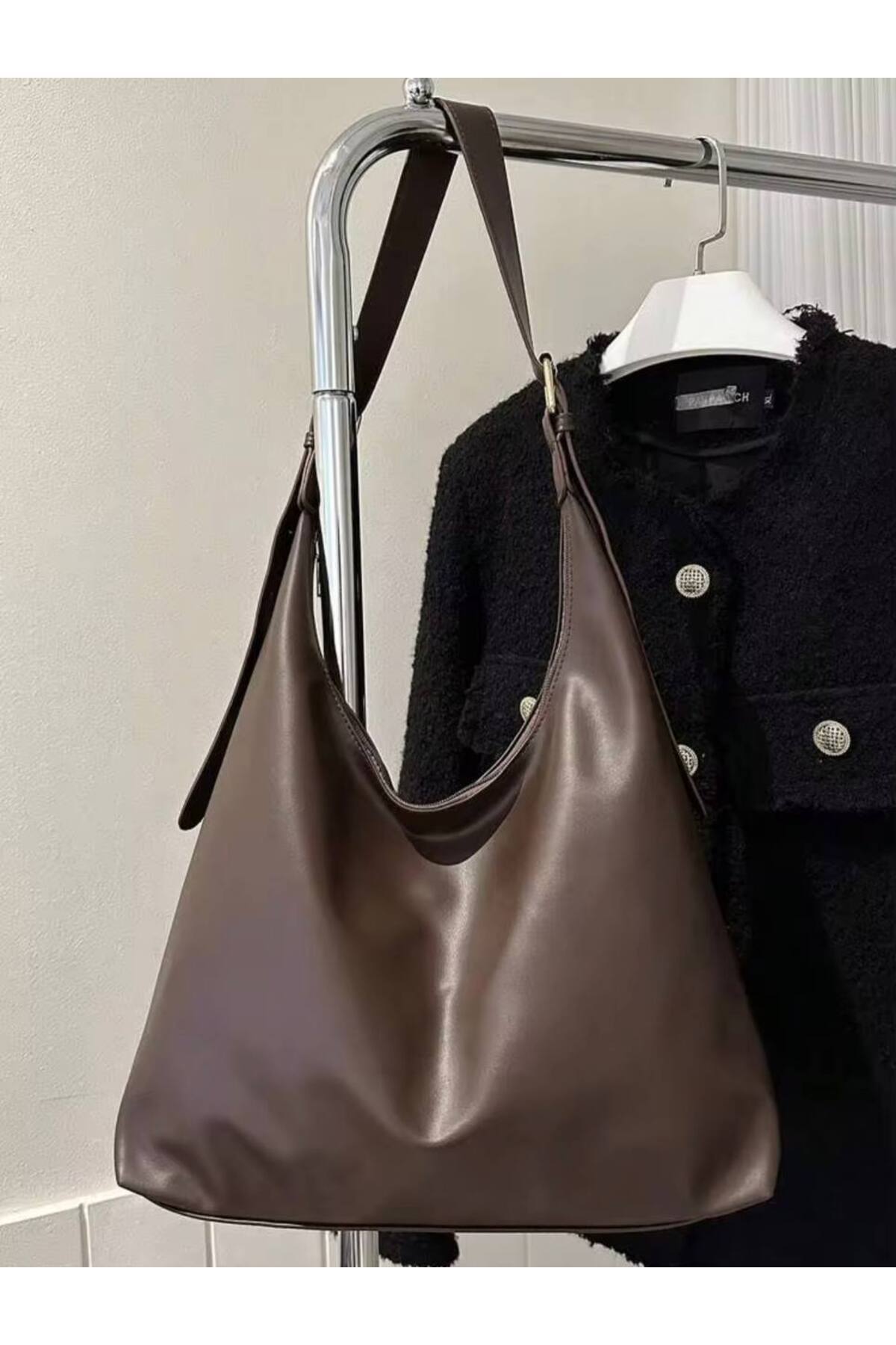 Dark Brown MODA Large Women's Tote Shoulder Bag - Premium Design görünüm 6