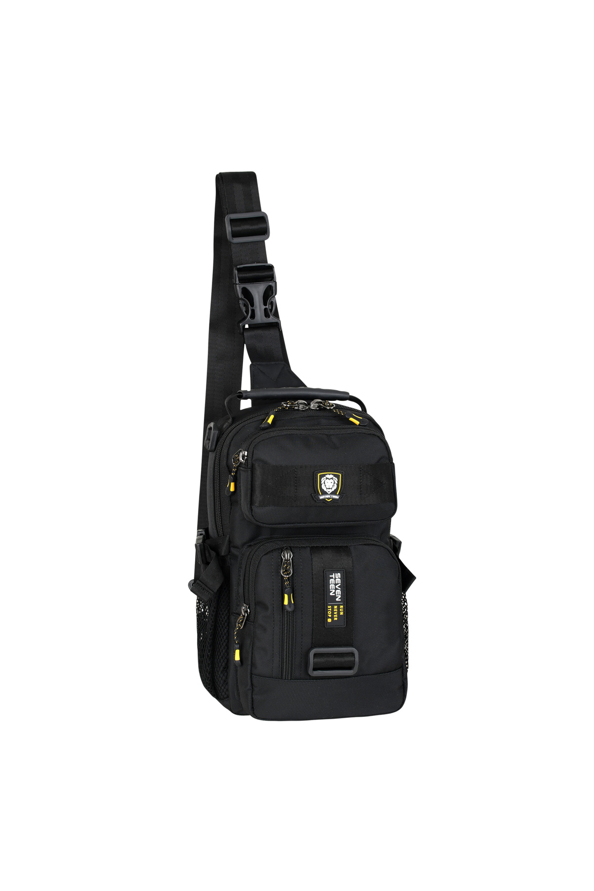 SEVENTEEN 4912 Su Geçirmez Çok Bölmeli Siyah Çapraz Unisex Göğüs ve Mini Sırt Çantası (Body Bag)