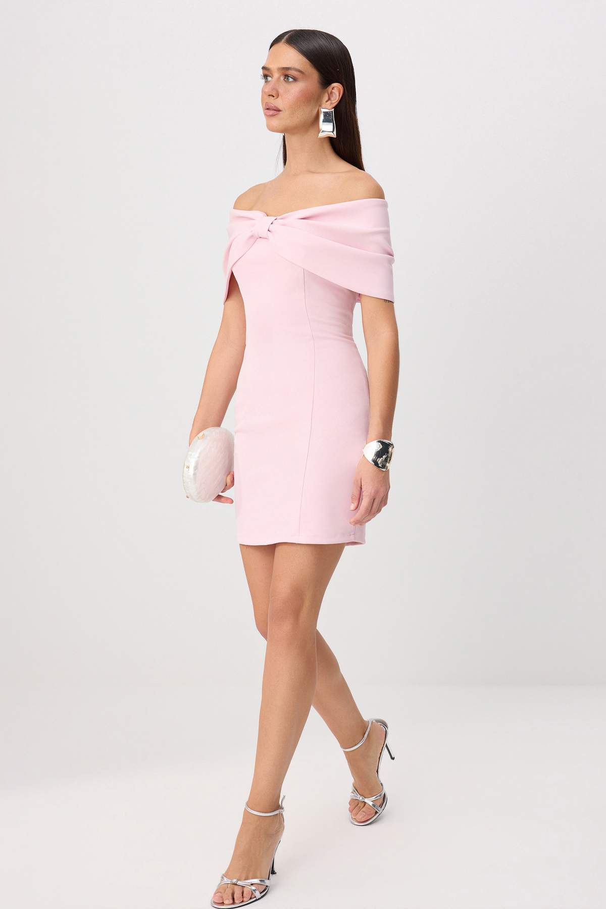 Trendyol Collection Rochie de seară scurtă/mini cu căptușeală, roz, fără bret...