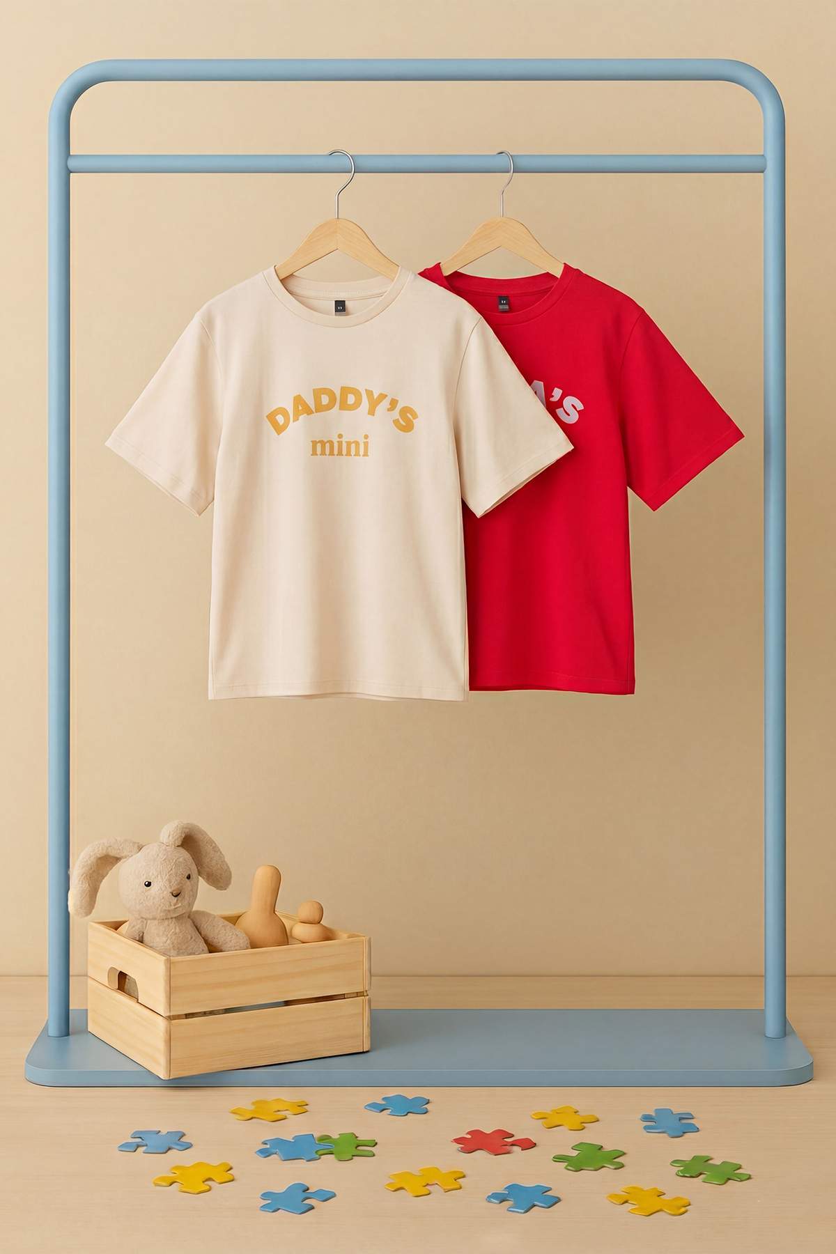 Trendyolmilla Kids Ekru-Kırmızı 2'li Baskılı Unisex Örme T-Shirt TKDSS26TS00069