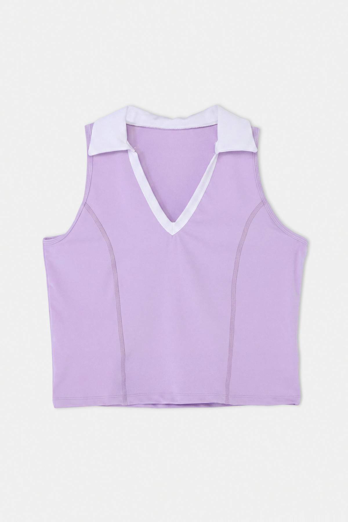 Trendyolmilla Curve Lila Polo Yaka Dalgıç/Scuba Crop Örme Büyük Beden Spor Üst/Bluz TBBSS26AF00255