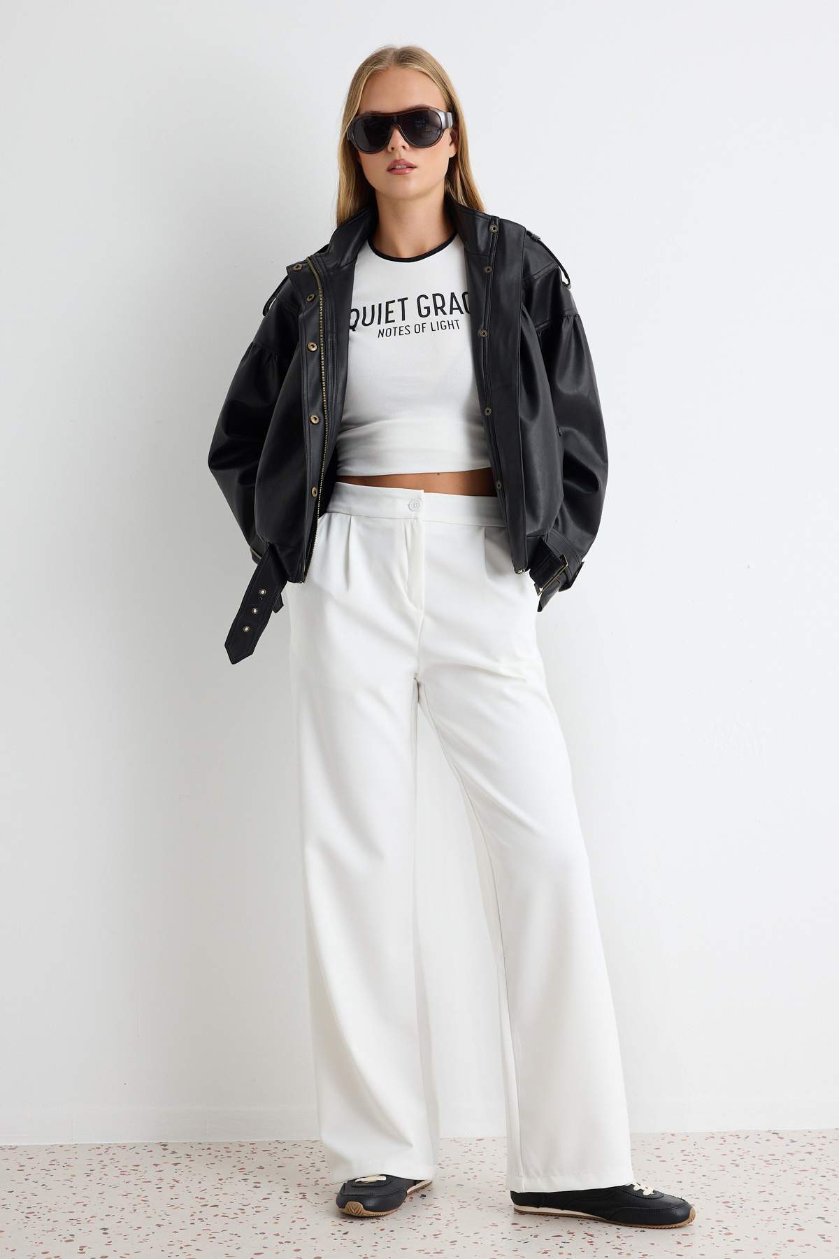 Trendyol Collection White Wide Leg /Wide Leg Woven Trousers Twoaw22Pl0139