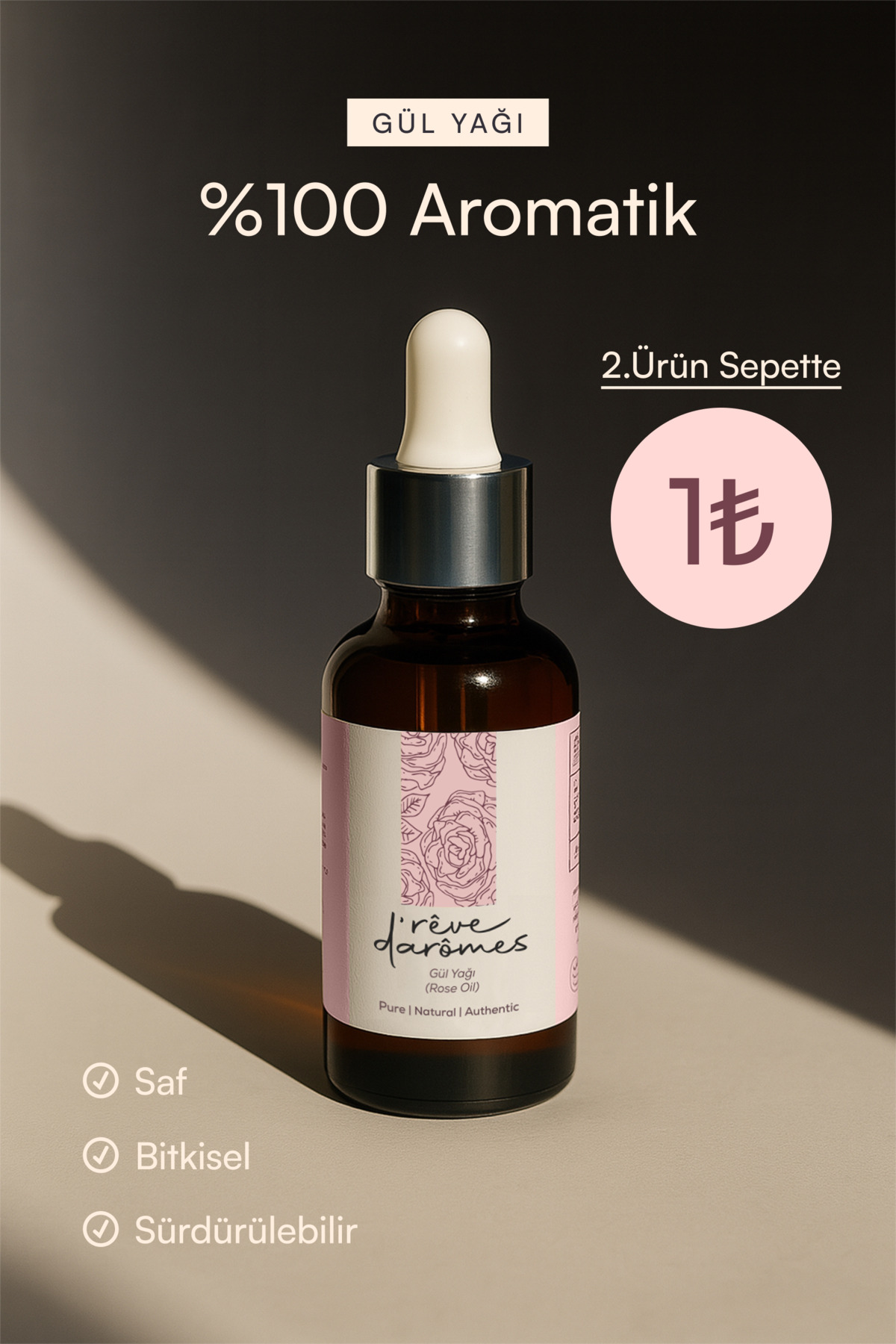 Rêve d’Arômes %100 Aromatik Cilt Yenileyici & Nemlendirici Gül Yağı - 20 ml - Fiyatı, Yorumları