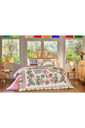 Linens Allday Aster Pamuk Saten Çift Kişilik Nevresim Takımı Beyaz