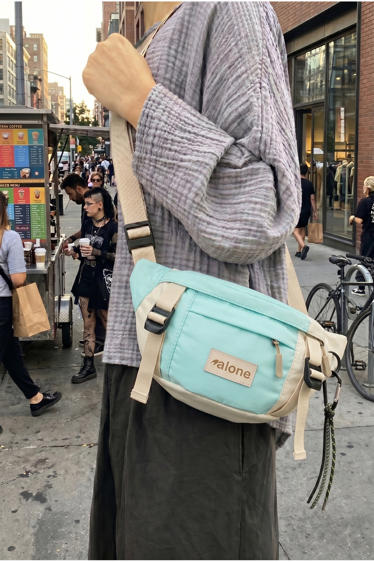 Alone Unisex Mint Fonksiyonel Bel Çantası - Ayarlanabilir Omuz Çantası-6060 görsel 7