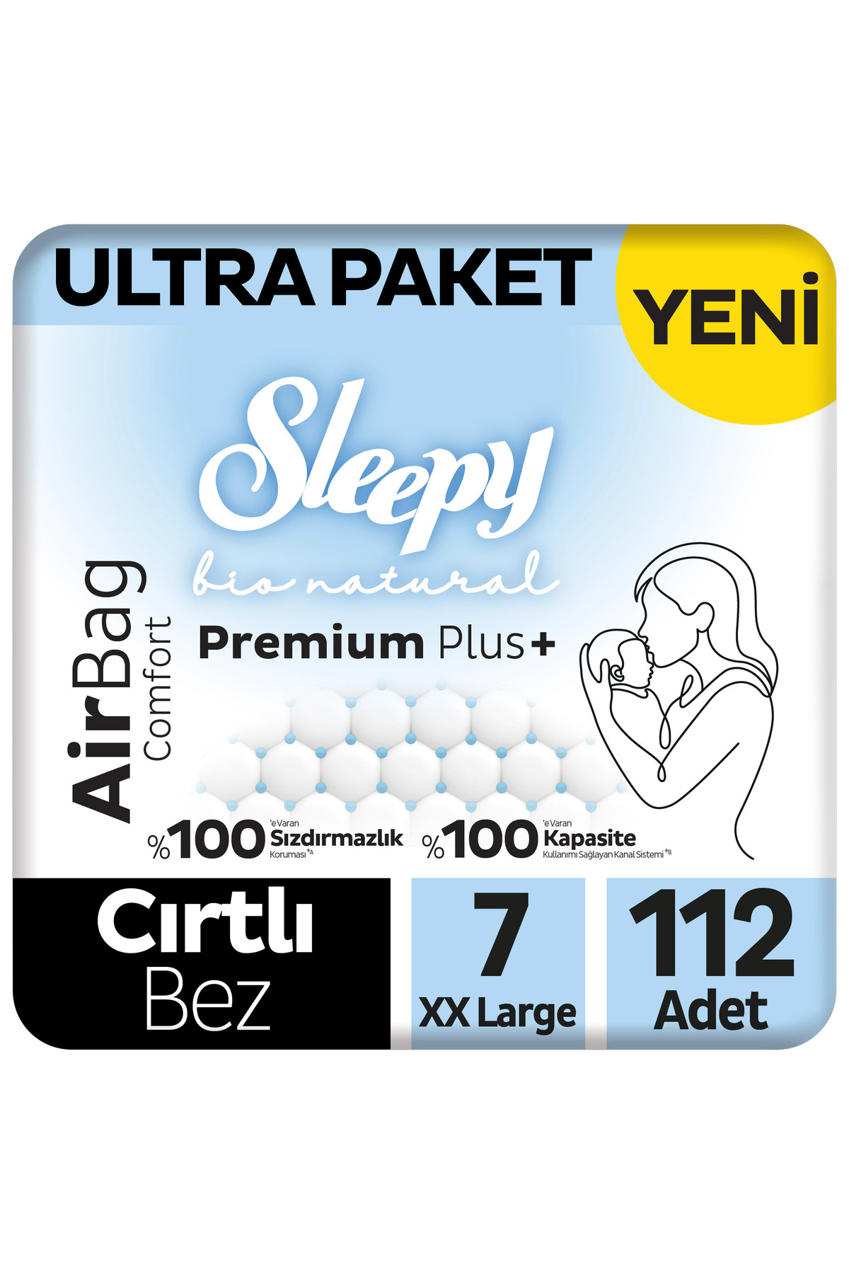 Sleepy Bio Natural Premium Plus Airbag Comfort Ultra Paket Bebek Bezi 7 Numara Xxlarge 112 Adet - Fiyatı, Yorumları