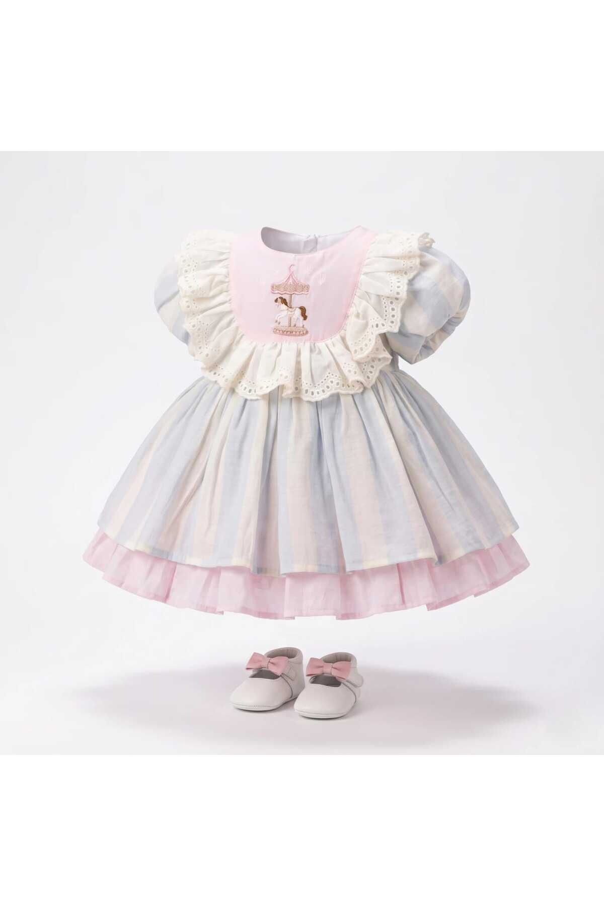 ministok Carousel Nakış Detaylı Kız Bebek Elbise
