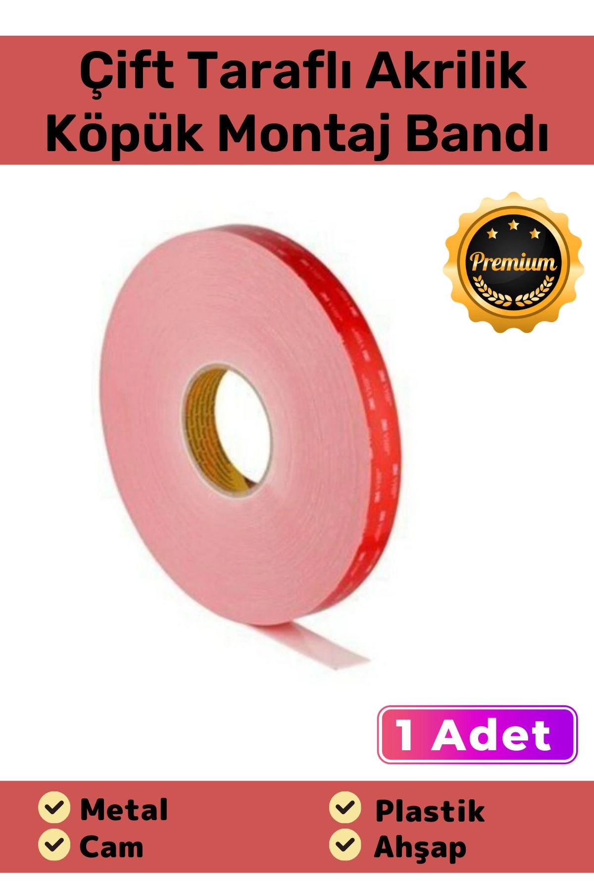 Custom Made Super Strong Non-marking Double Sided Acrylic Foam Mounting Tape 19mm X 2mt - 1pc
