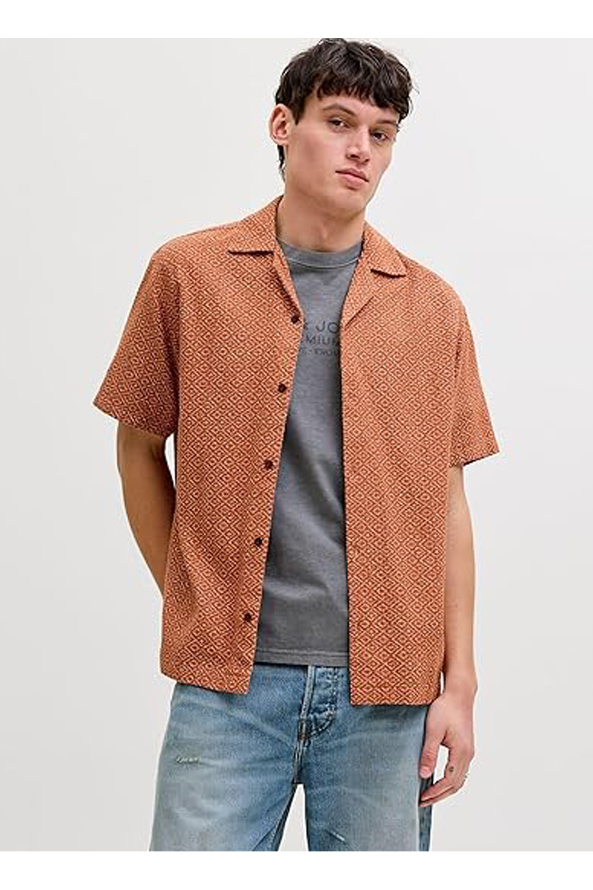 پیراهن مردانه نارنجی سایز معمولی کد ۱۲۲۹۱۹۵۶ JPRBLUWINSON DOBBY SHIRT جک اند جونز پیراهن Jack & Jones