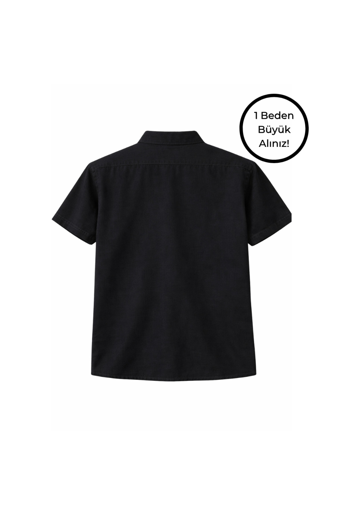 BattalModa Erkek Büyük Beden Siyah Çift Cepli Kısa Kollu Gömlek 3XL-4XL-5XL-6XL-7XL-8XL görsel 5