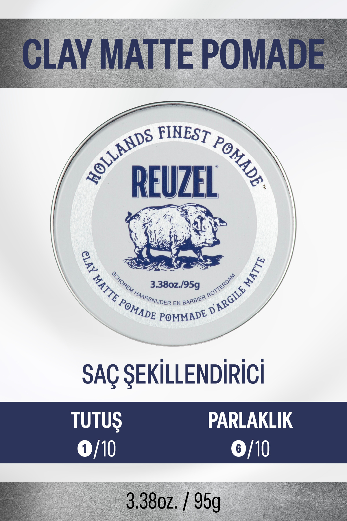 Rumelページ☆ Reuzel Clay Matte Pomade Orta Tutucu Mat Kil Wax 95g - Fiyatı