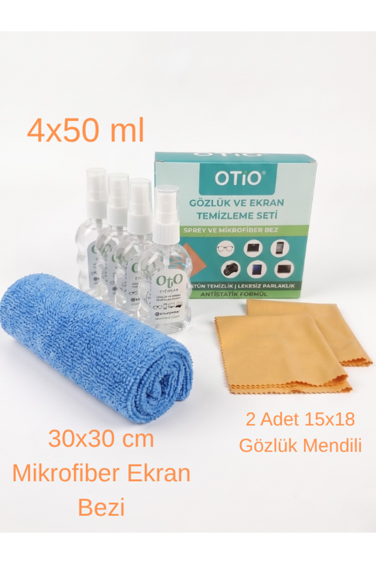 Glasses and Screen Cleaning Spray, 4 Pieces 50ml and 4 Pieces Cleaning Wipes