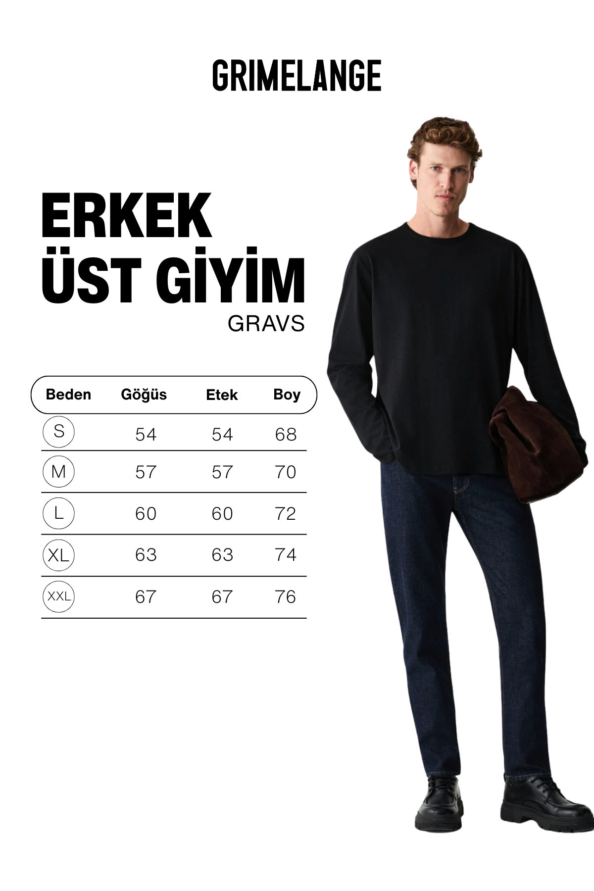 GRIMELANGE GRAVS Erkek %100 Pamuklu Yumuşak Kumaşlı Yuvarlak Yakalı Uzun Kollu Siyah T-Shirt görsel 7