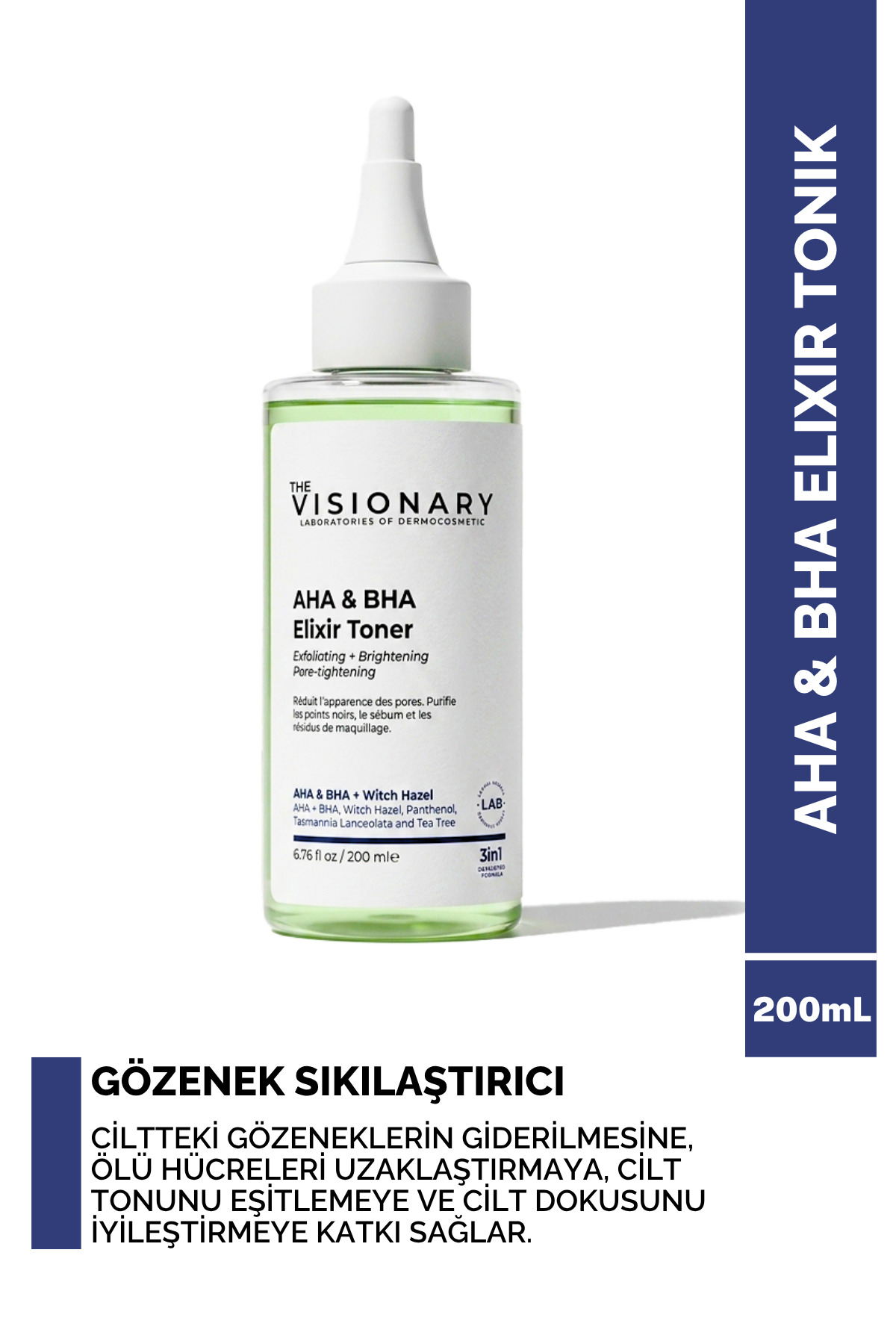 AHA & BHA - Cadı Fındığı İçeren Gözenek Sıkılaştırıcı ve Canlandırıcı Tonik 200 mL — The Visionary AHA & BHA Elixir Toner