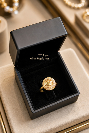 Çayla Kadın 22 Ayar Altın Kaplama Ayarlanabilir Ata Model Gold Lira Yüzük