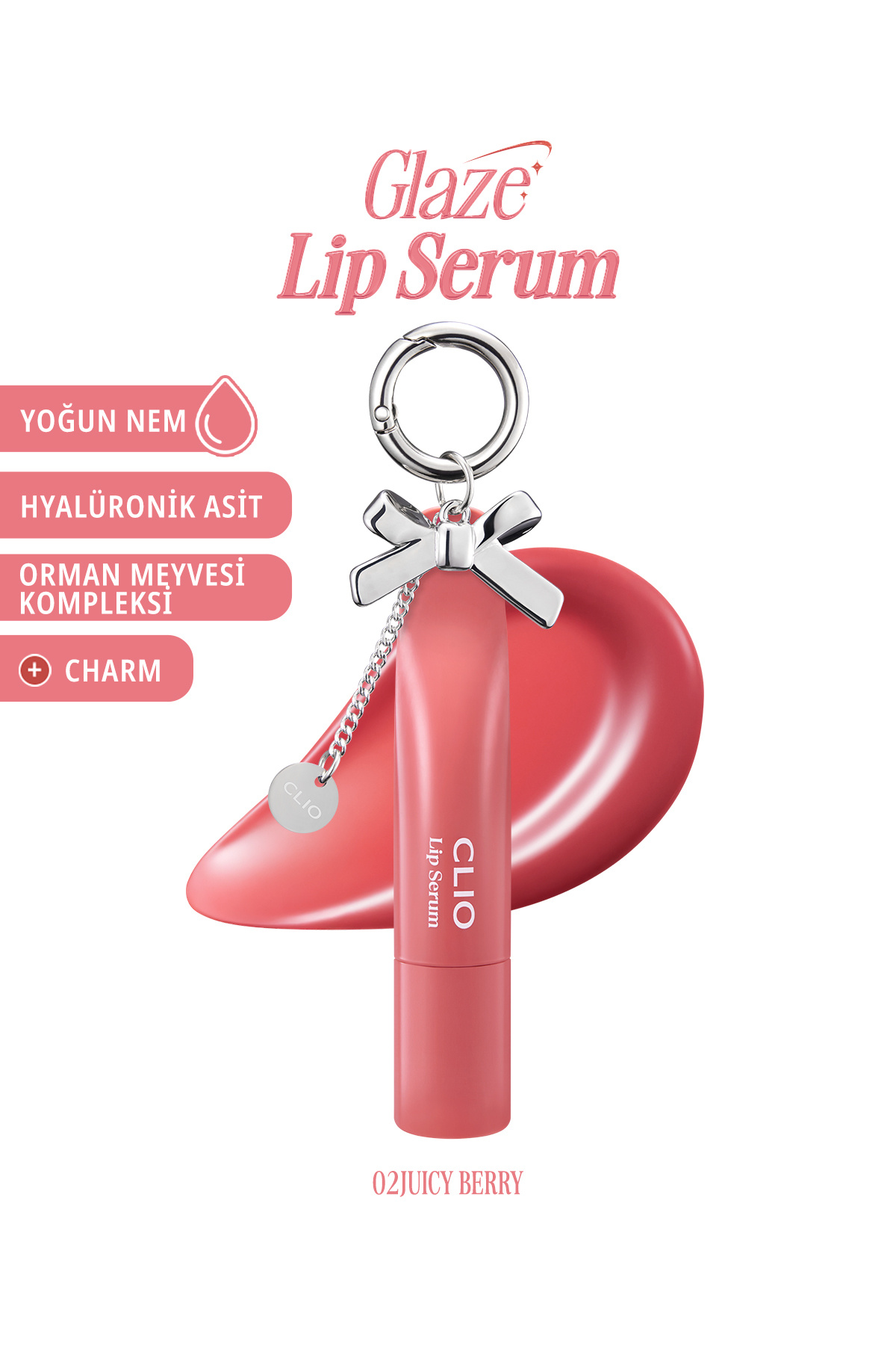 CLIO Dolgun Görünüm Kazandıran, Parlak, Besleyici, Renkli Dudak Serumu Glaze Lip Serum 02 Juicy Berr - Fiyatı, Yorumları
