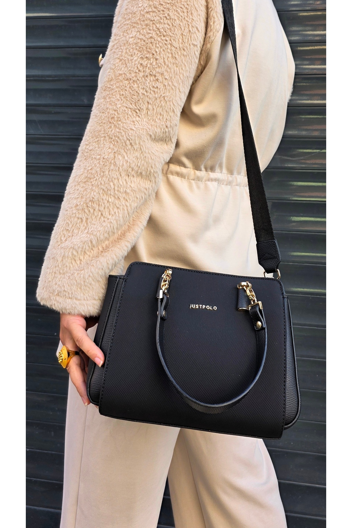 POLO BAG just polo orijinal kadın siyah el ve omuz çantası görsel 3