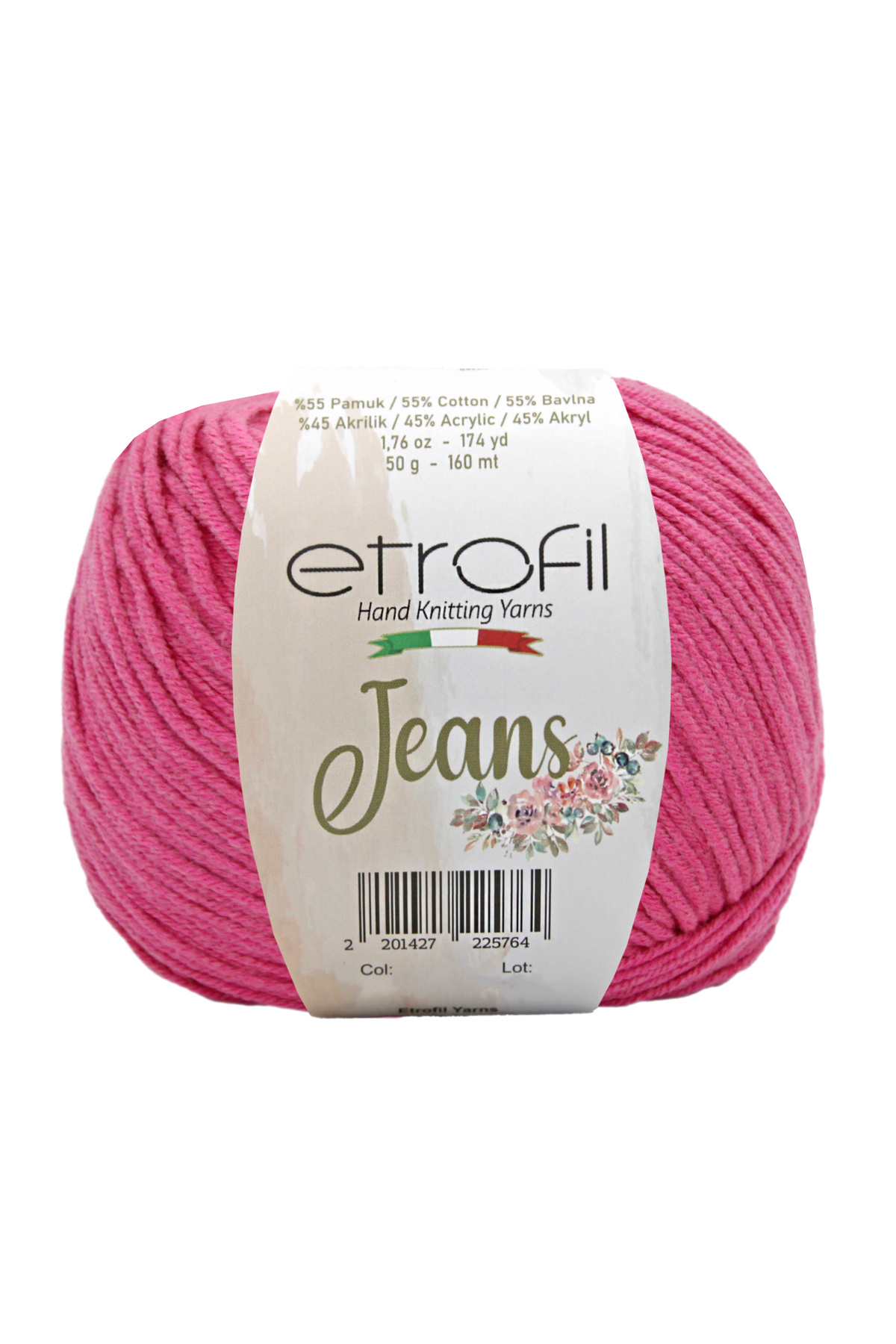 Jeans Knitting Yarn Dark Pink 55% Cotton 45% Acrylic 50g 160m (010)
