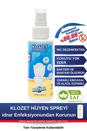 Resteril WC Klozet Temizleyici Hijyen Dezenfektan Spreyi - Tuvalet Klozet Kap...