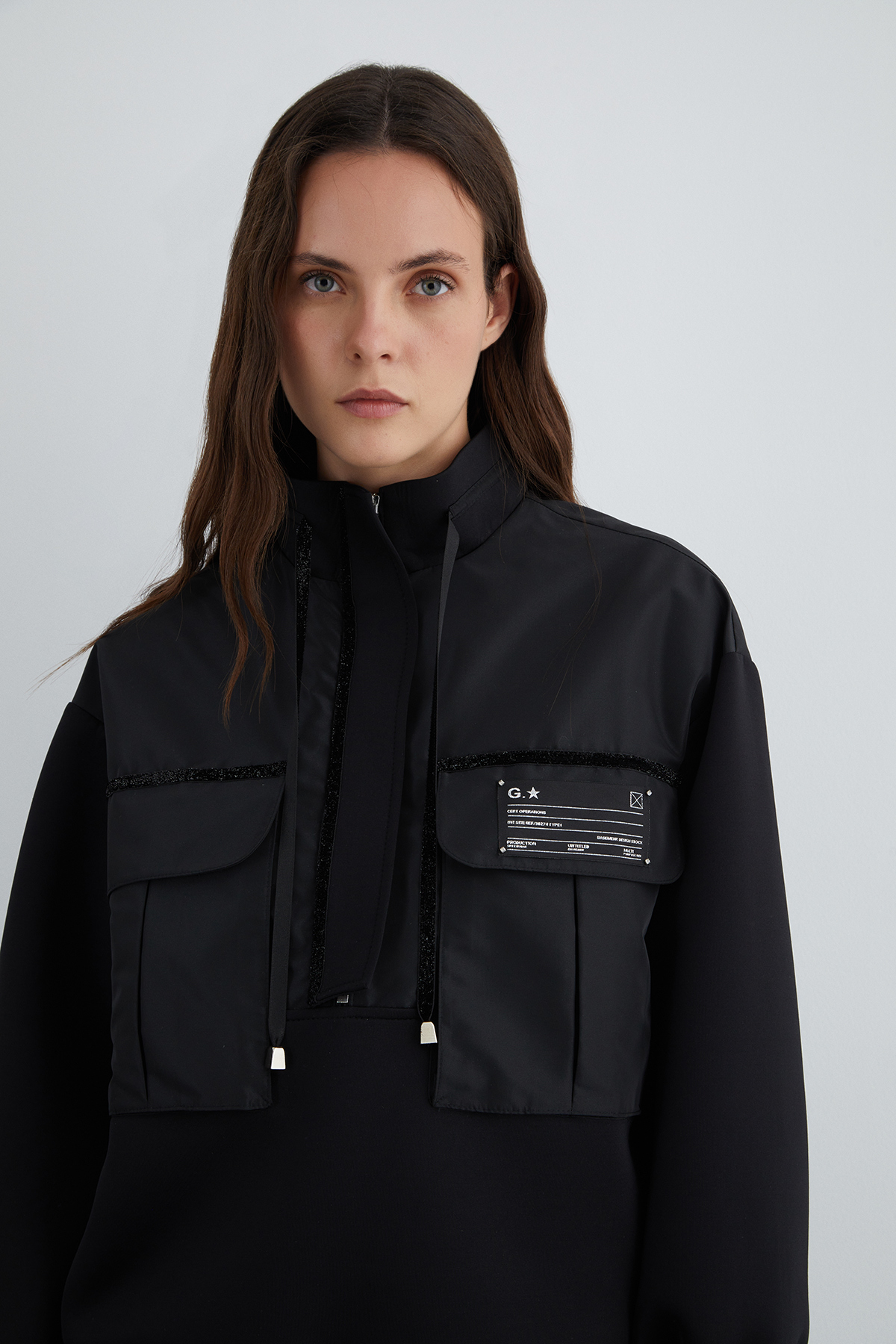 Wide Pocket Blouse with Label Detail