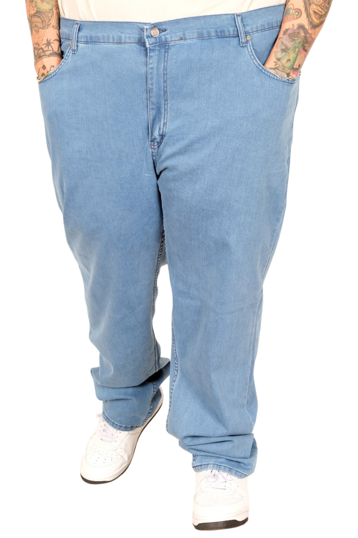 ModeXL Mode XL Büyük Beden Erkek Kot Pantolon Klasik 24900 Açık Mavi görsel 4