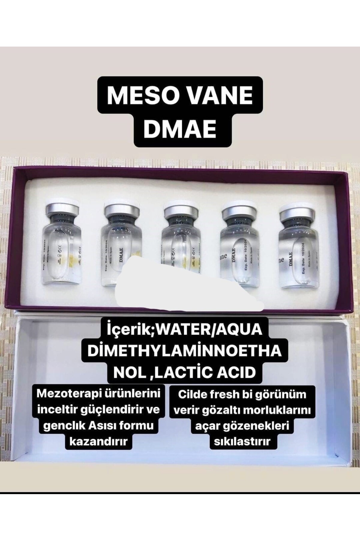Serum Saf DMAE Mezoterapi Kolajen TEK Flakon 10ml — DVM044700 — تصویر 6 از 6