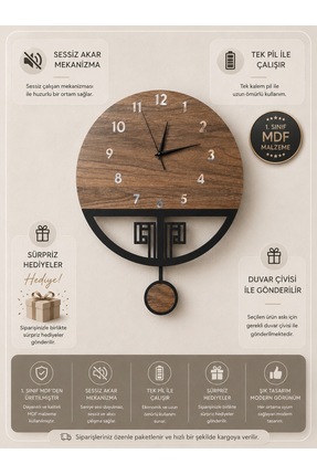 Nixar Desing Premium Sessiz Sarkaçlı Duvar Saati, Modern Salon Dekor, Duvar S...