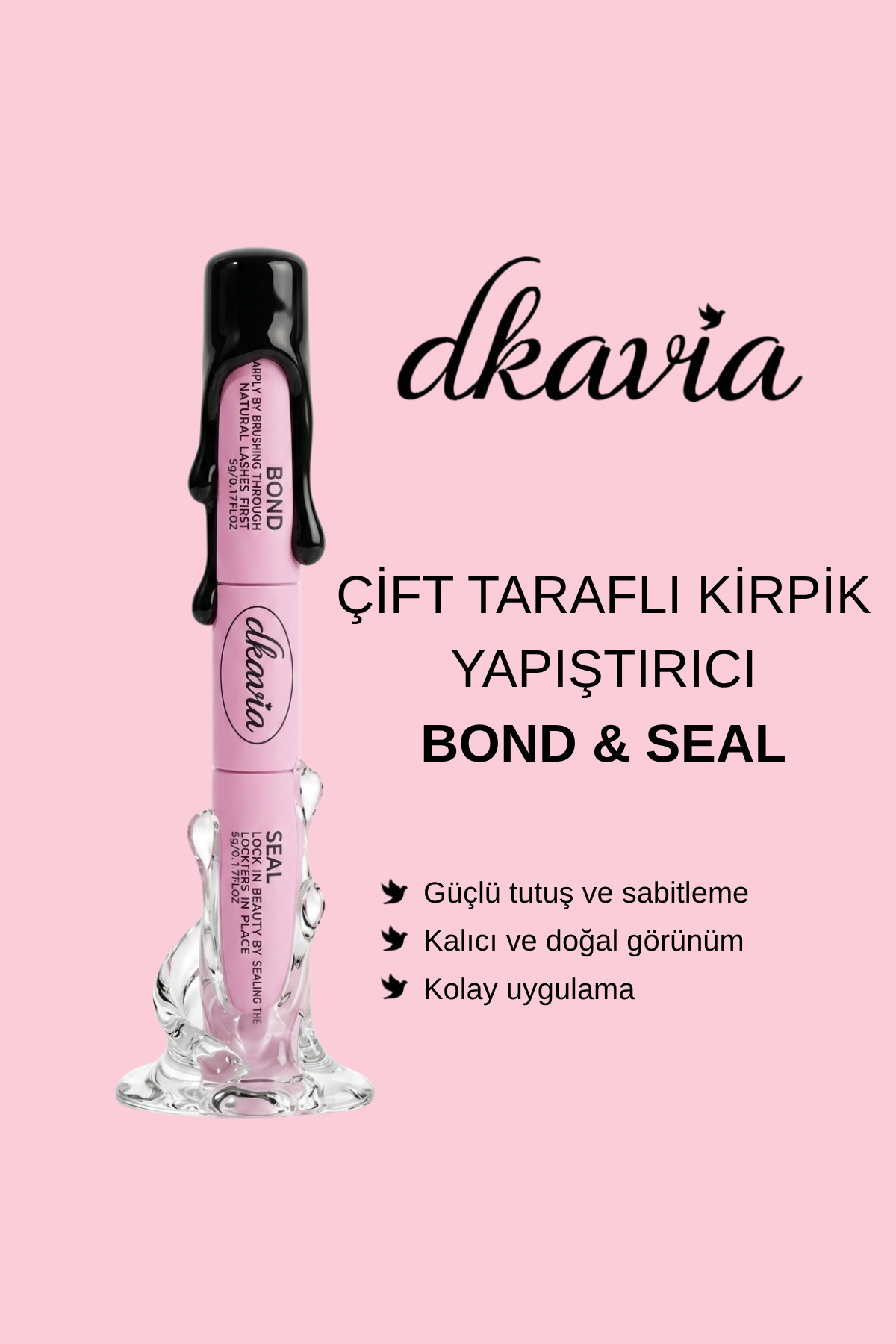 Takma Kirpik Yapıştırıcı ve Sabitleyici, Çift Taraflı Bond & Seal - Profesyonel Etki ile 2’si 1 Arada — DK2603
