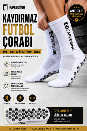 GAZELMANYA Kaydırmaz Silikon Tabanlı Futbol Çorabı Kauçuk Havlu Taban Dikişsi...