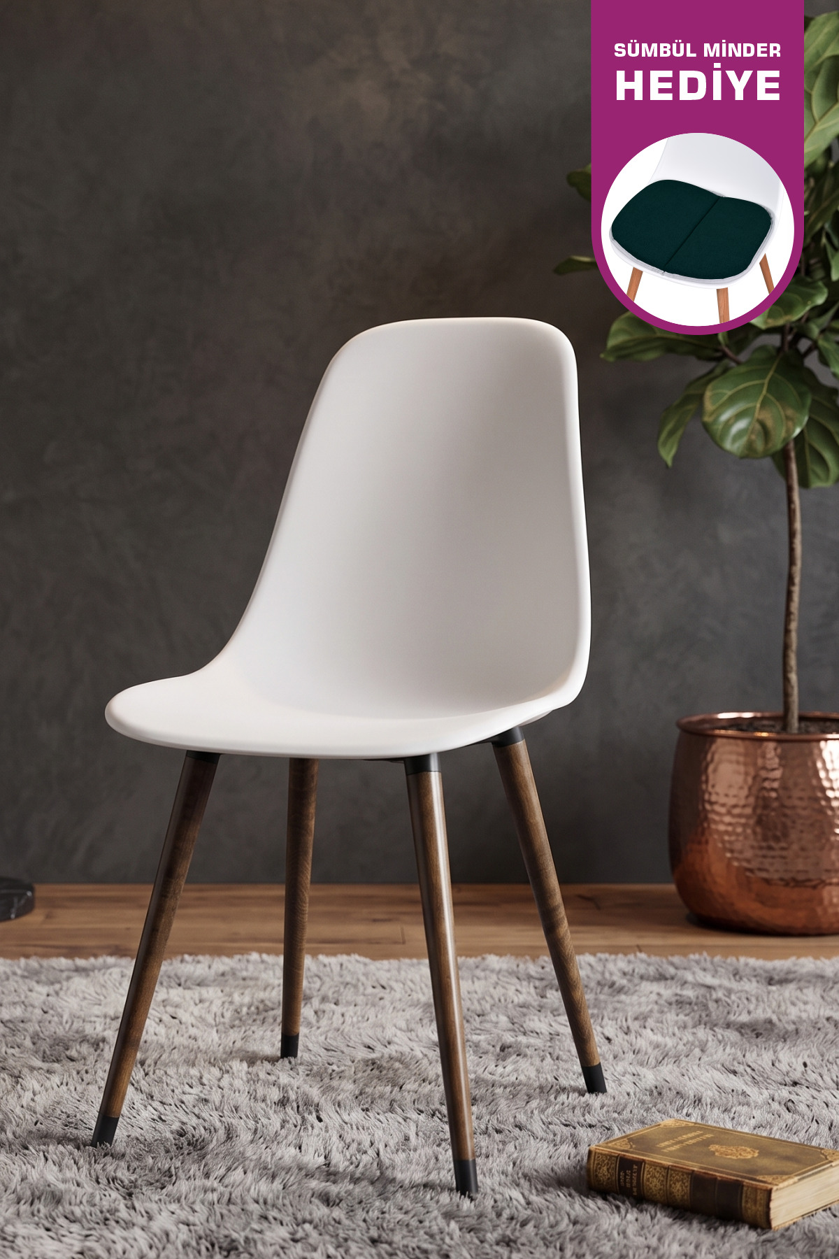 Eames Chestnut Wooden Leg Plastic White Chair