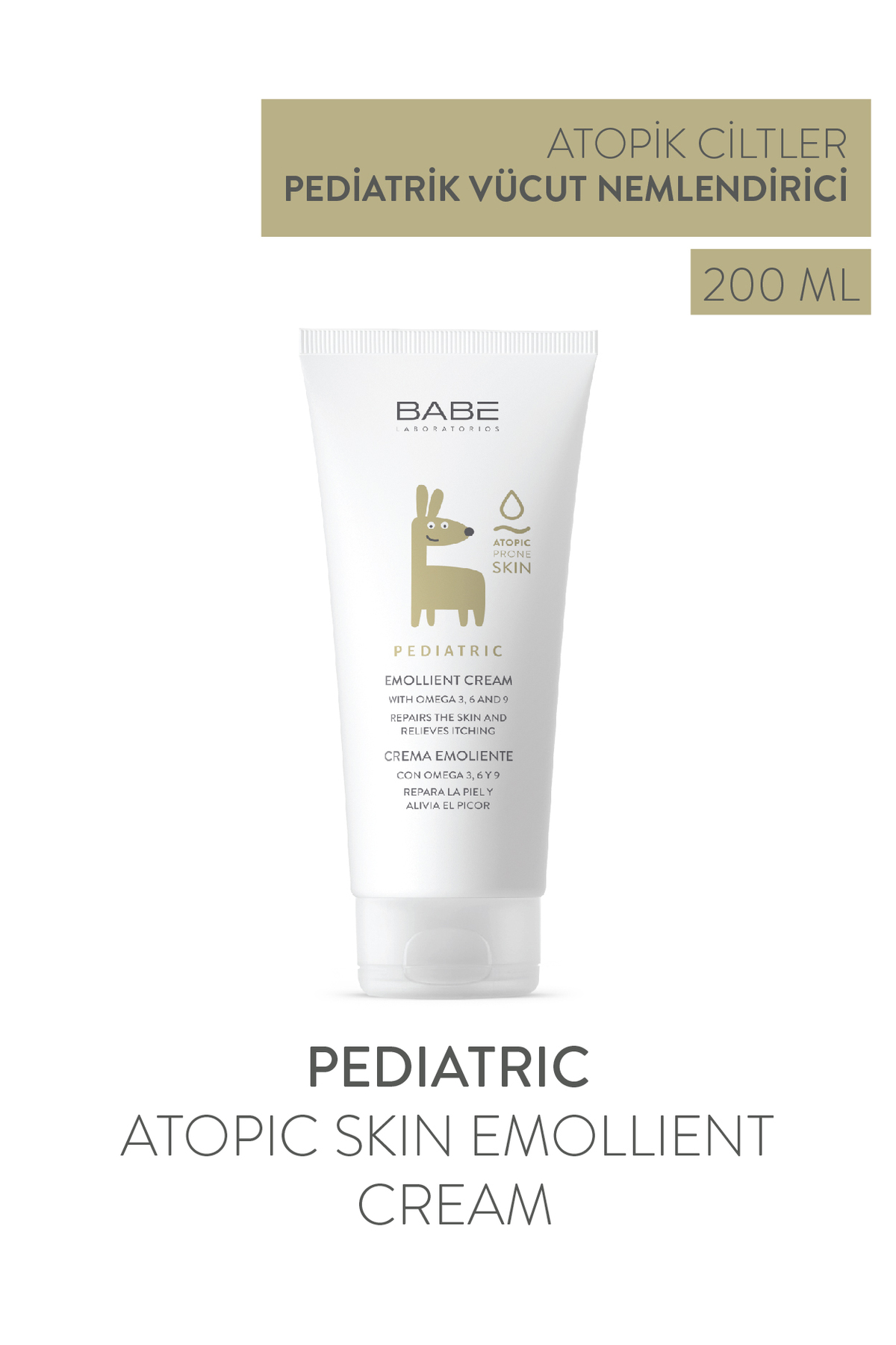 Babe Laboratorios Pediatric Atopic Skin Emollient Cream 200ml - Bebek ve Çocuklar İçin Besleyici Vücut Kremi — 8437000945727