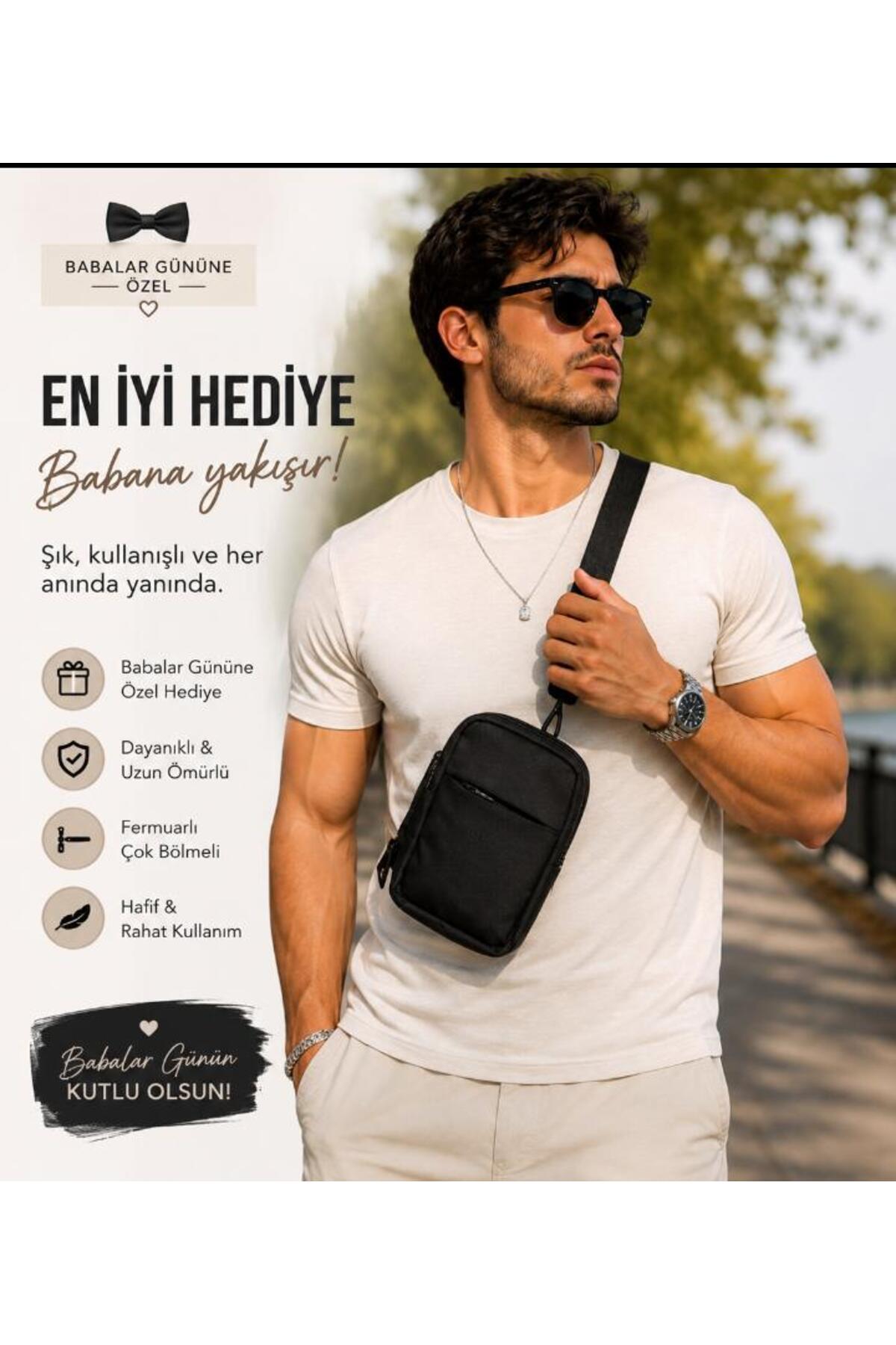 Sofia Erkek Crossbag body Siyah Askılı Bel Çantası görsel 7