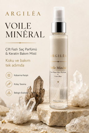 Argilea Voile Minéral Çift Fazlı Saç Parfümü ve Keratin Bakım Misti, Kabarma ...