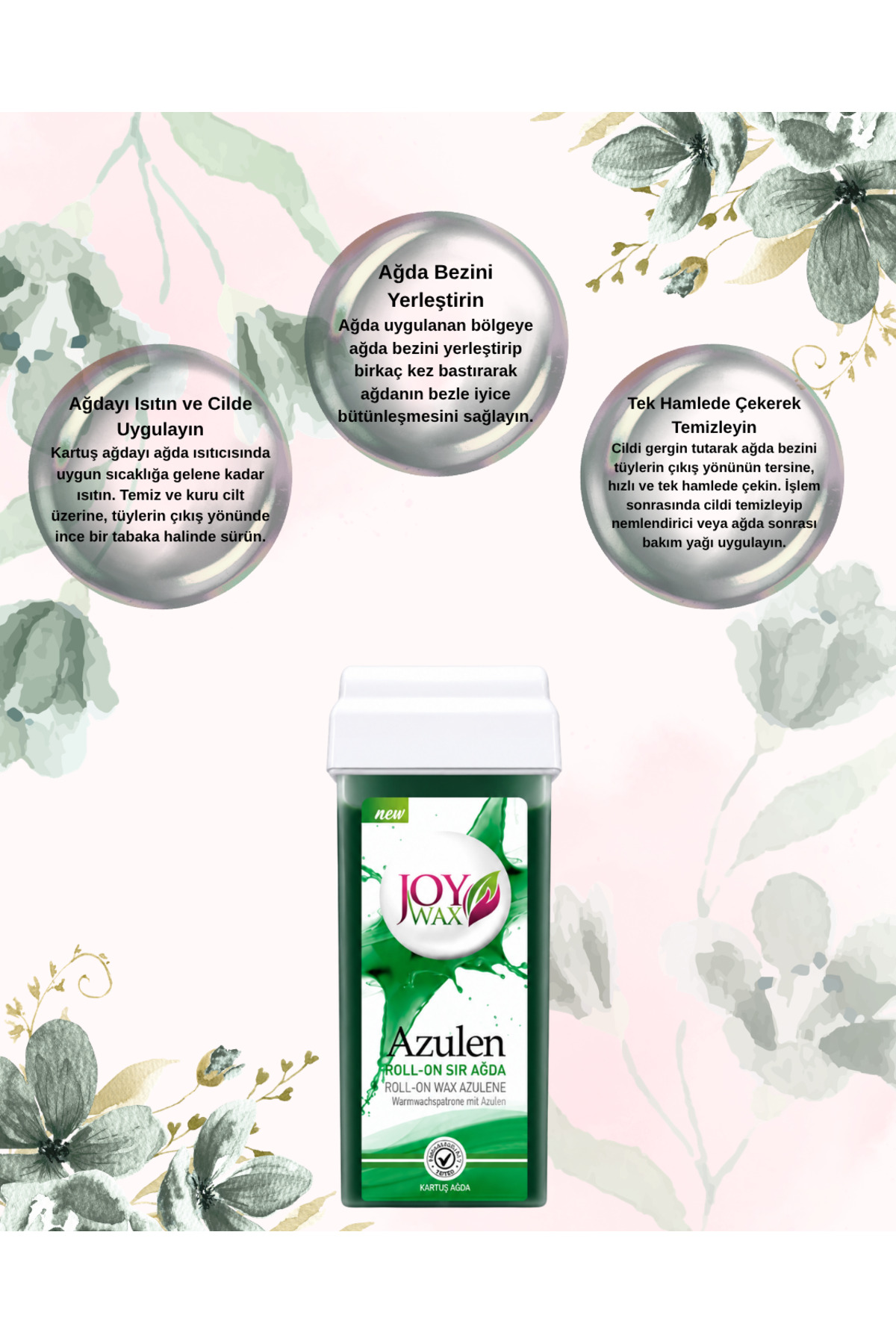 Joy Wax Kartuş Ağda Azulen 100ml+ 2mt Bez — kartuş azulen — تصویر 2 از 5